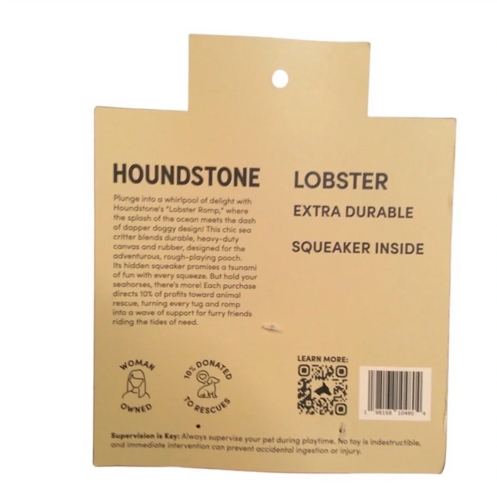 Houndstone Red Lobster- Durable Squeaky Pet Toy